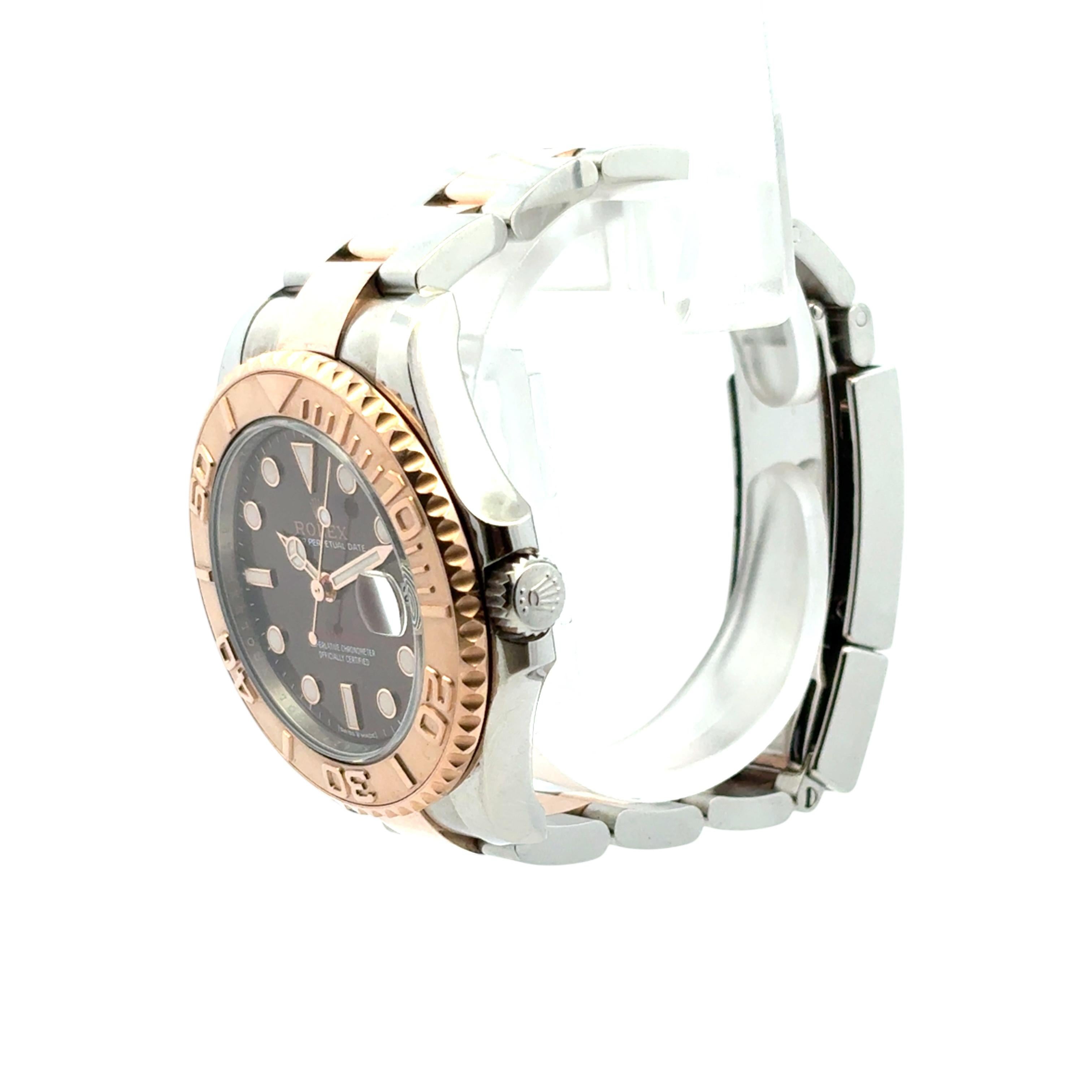 Rolex 268621 Yacht-Master Stainless Steel 18k Rose Gold 37mm Watch Full Set For Sale 6