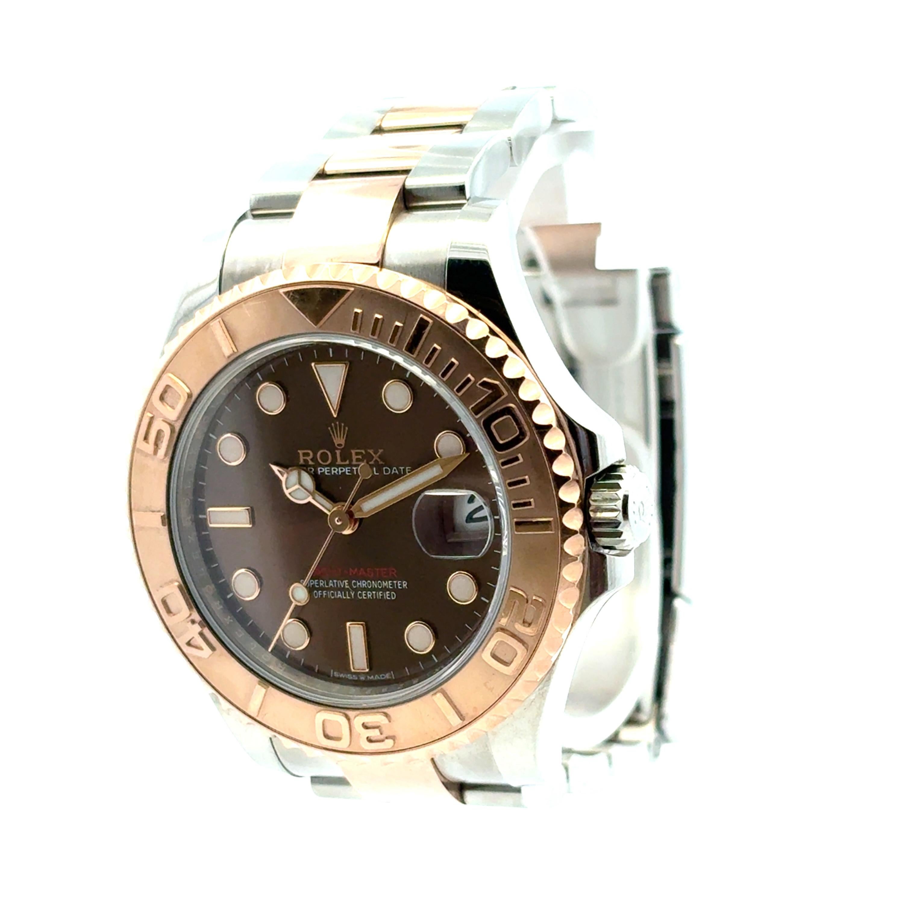Rolex 268621 Yacht-Master Stainless Steel 18k Rose Gold 37mm Watch Full Set For Sale 8