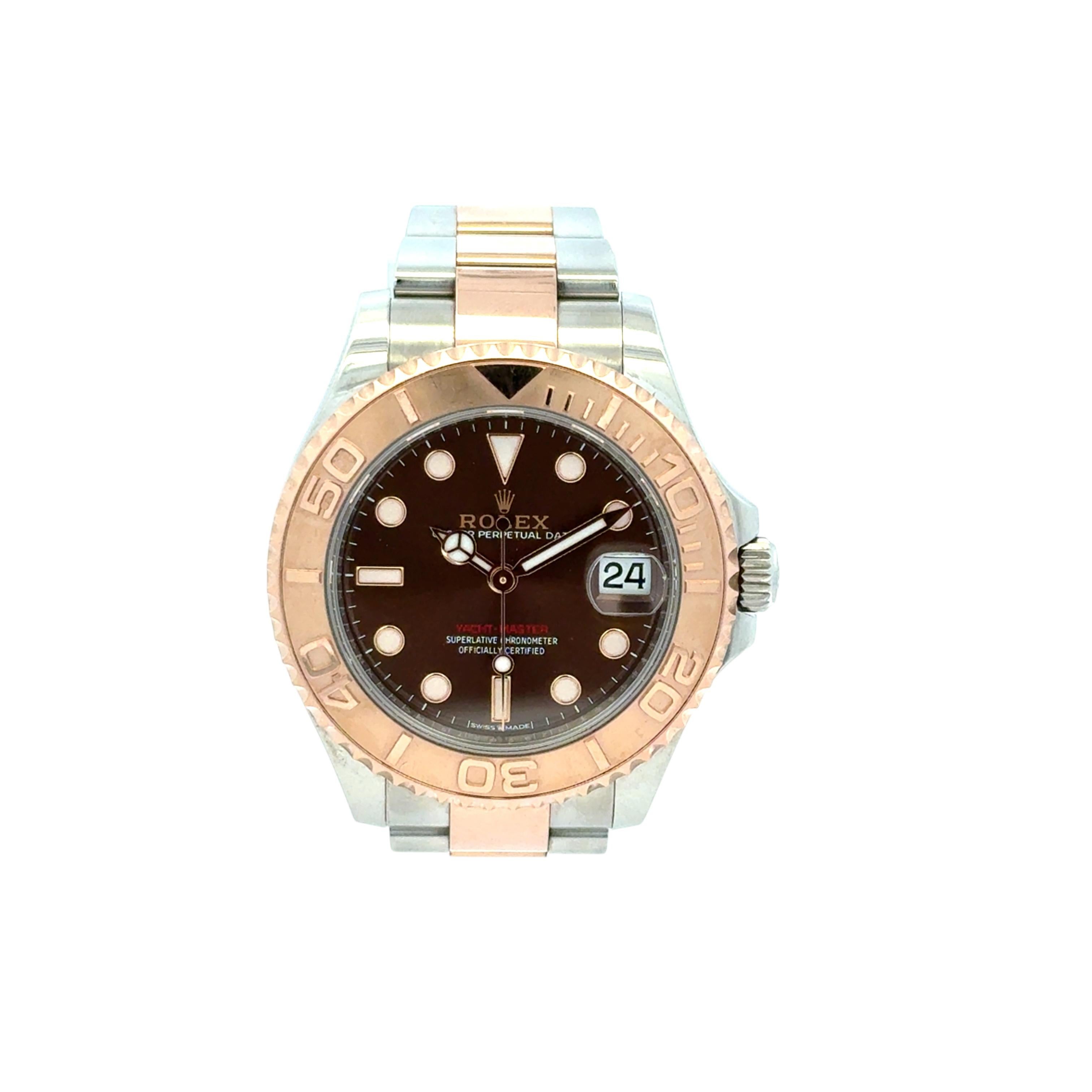 Rolex 268621 Yacht-Master Stainless Steel 18k Rose Gold 37mm Watch Full Set For Sale 10