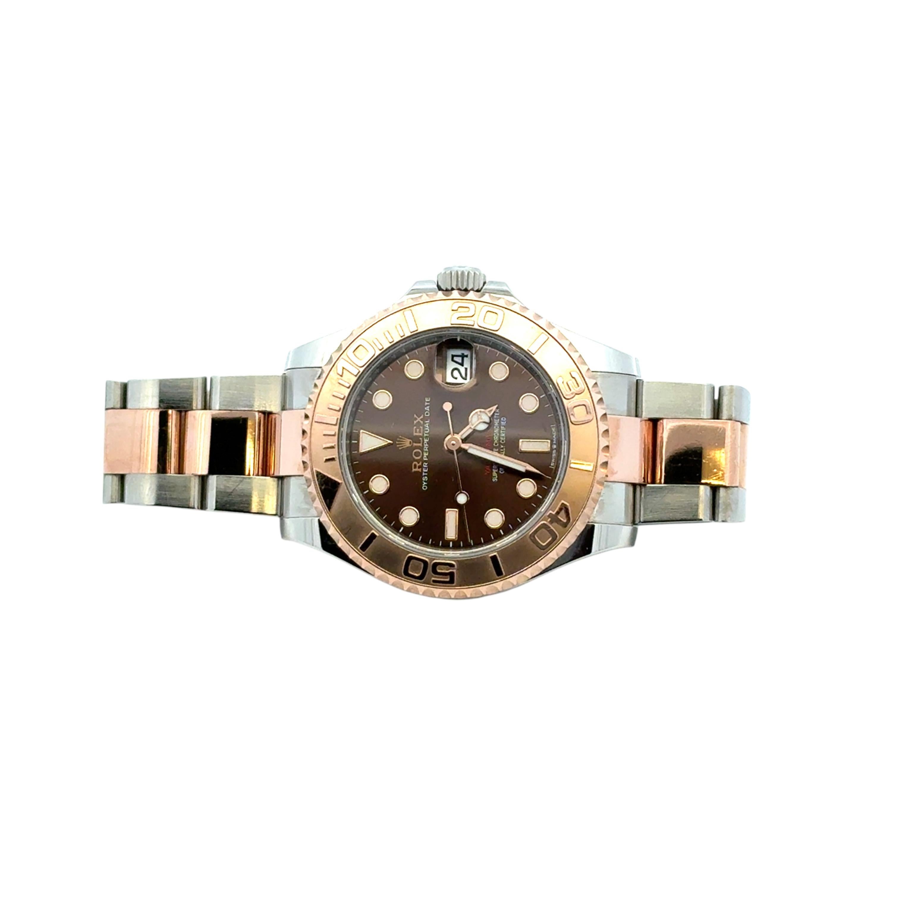 Rolex 268621 Yacht-Master Stainless Steel 18k Rose Gold 37mm Watch Full Set For Sale 11