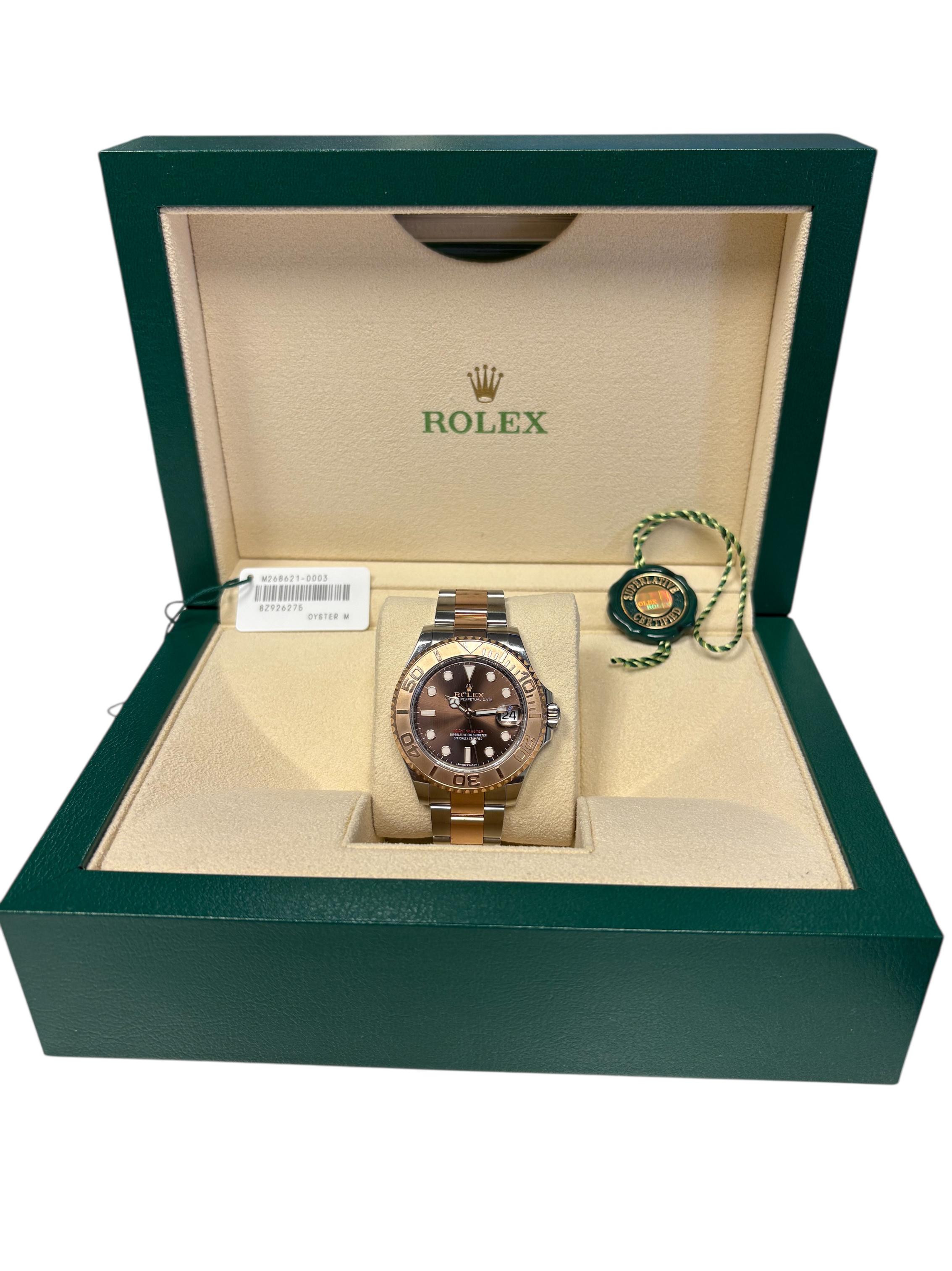 Rolex 268621 Yacht-Master Stainless Steel 18k Rose Gold 37mm Watch Full Set For Sale 14
