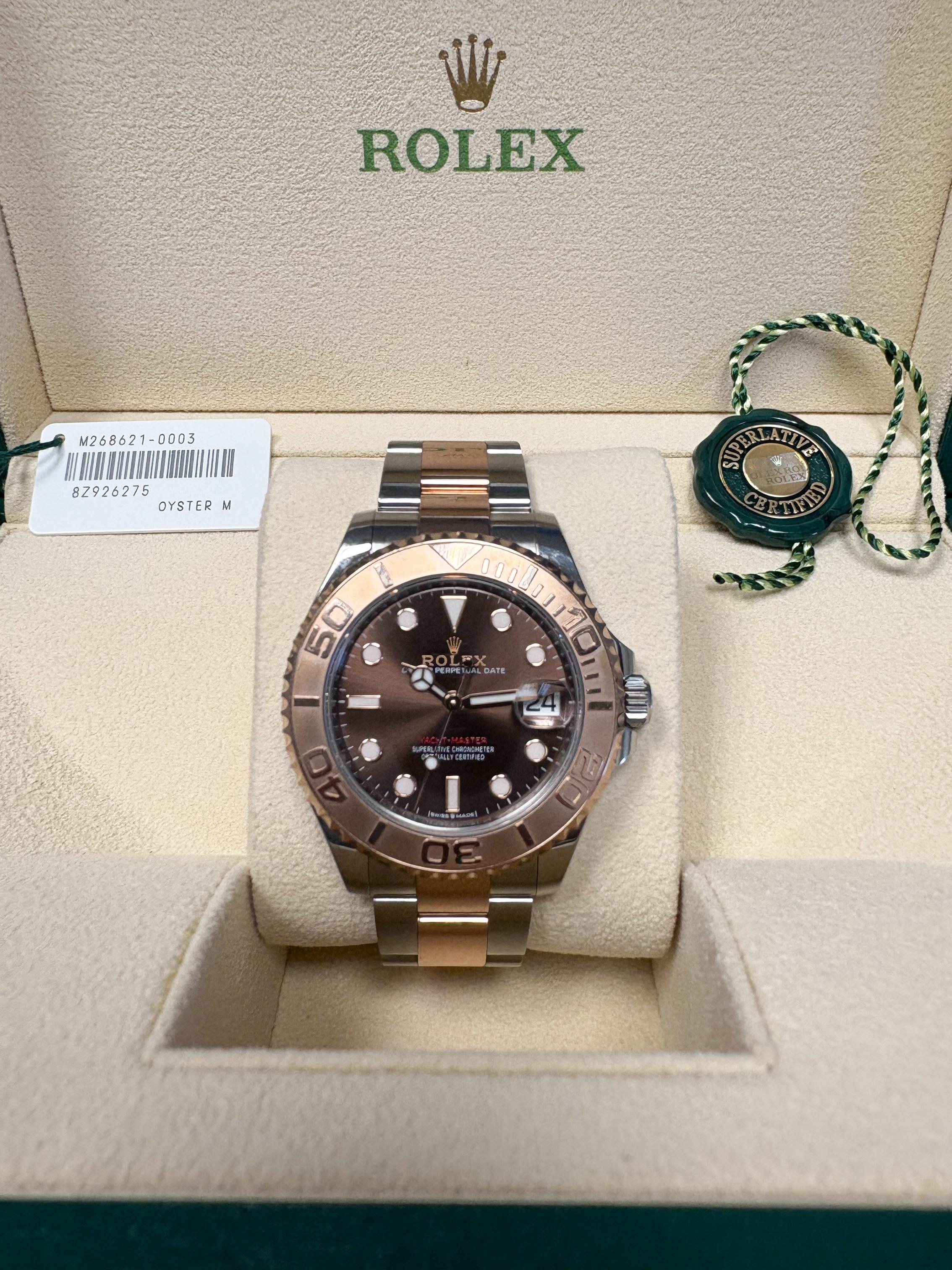 Rolex 268621 Yacht-Master Stainless Steel 18k Rose Gold 37mm Watch Full Set For Sale 15