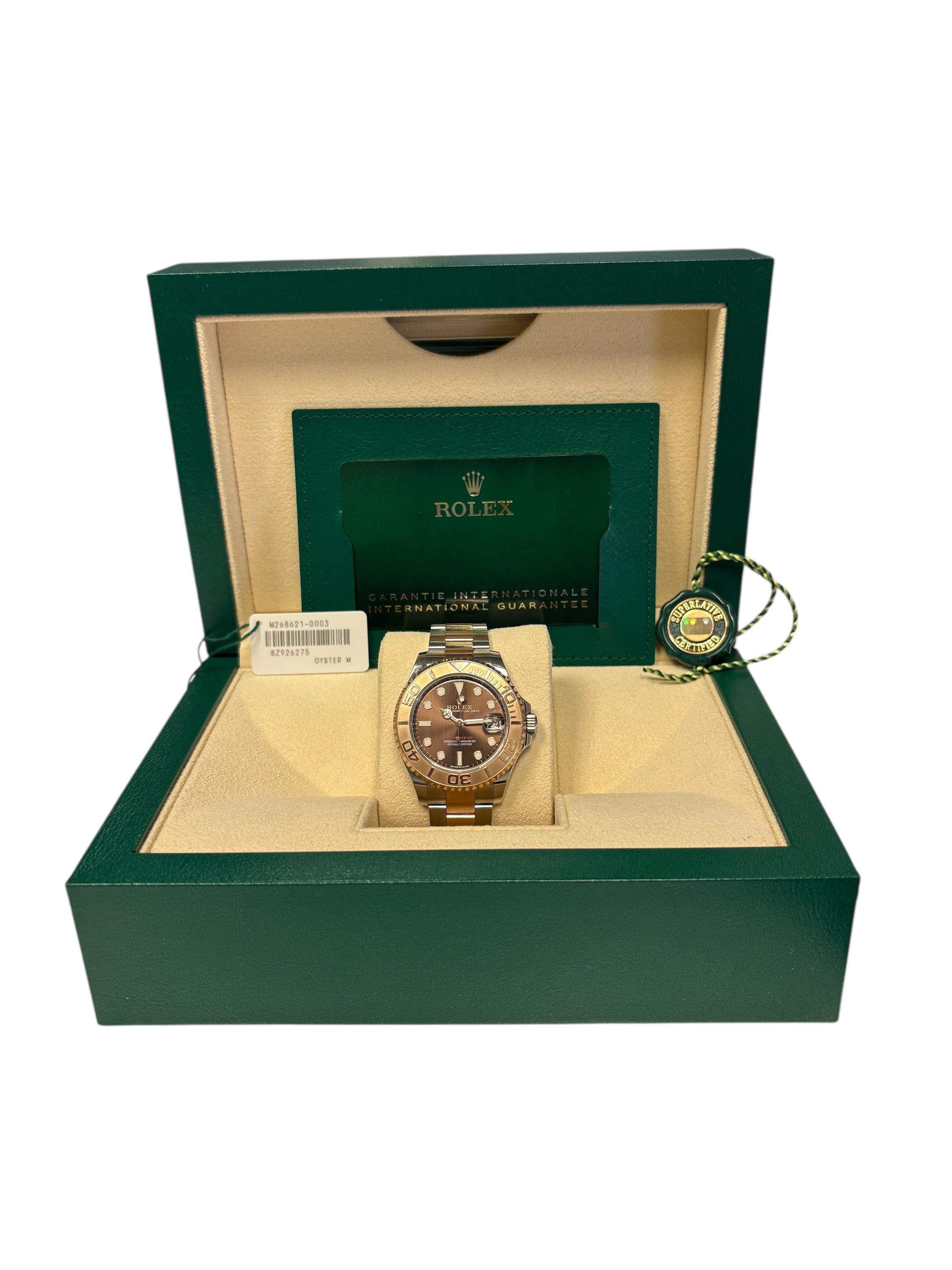 Rolex 268621 Yacht-Master Stainless Steel 18k Rose Gold 37mm Watch Full Set For Sale 16