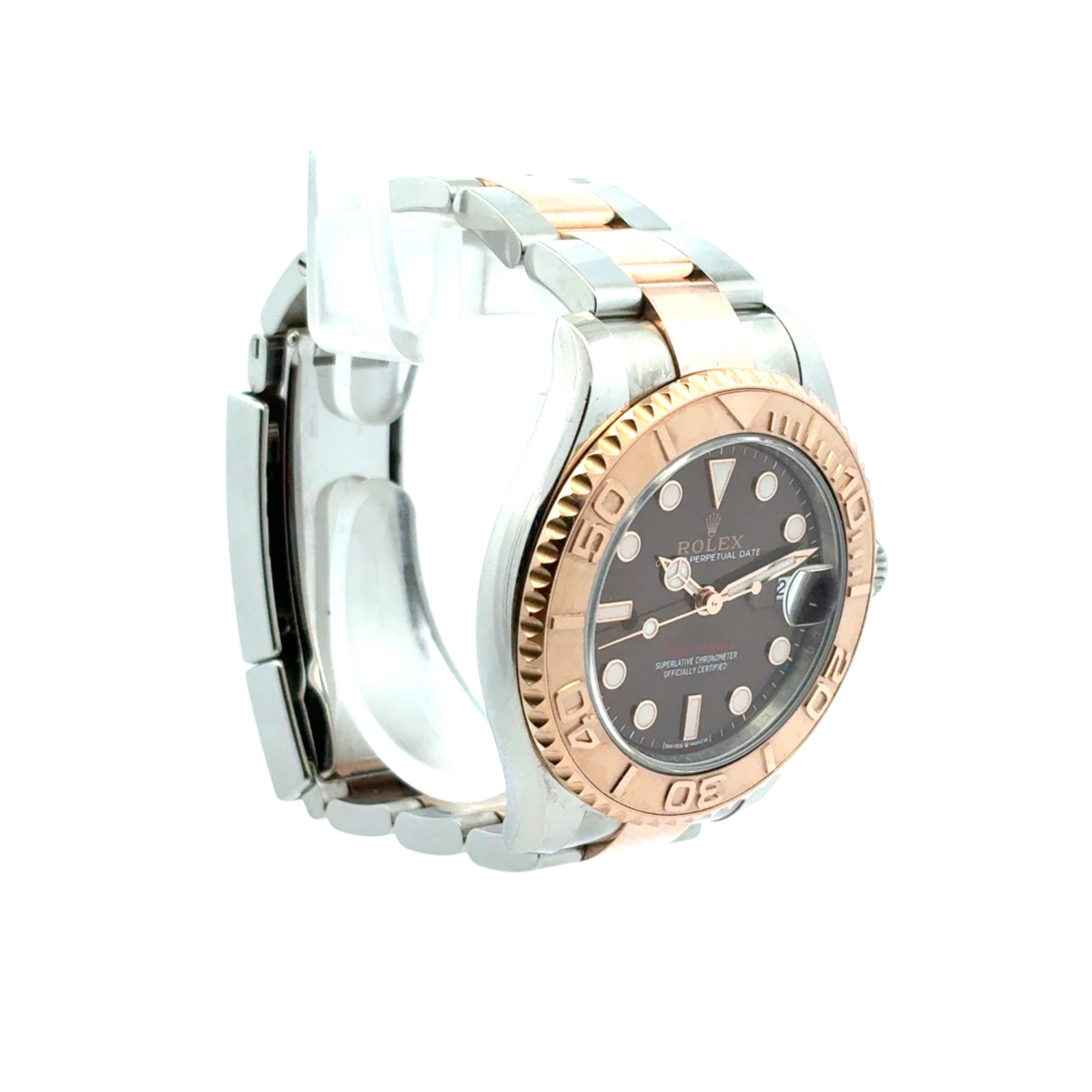 Rolex 268621 Yacht-Master Stainless Steel 18k Rose Gold 37mm Watch Full Set For Sale 2