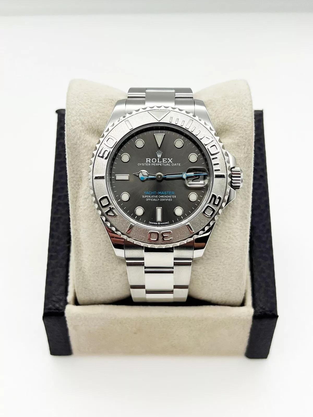 Rolex 268622 Yacht Master 37 Slate Dial Platinum Stainless Steel Box Papers 2021 For Sale 2