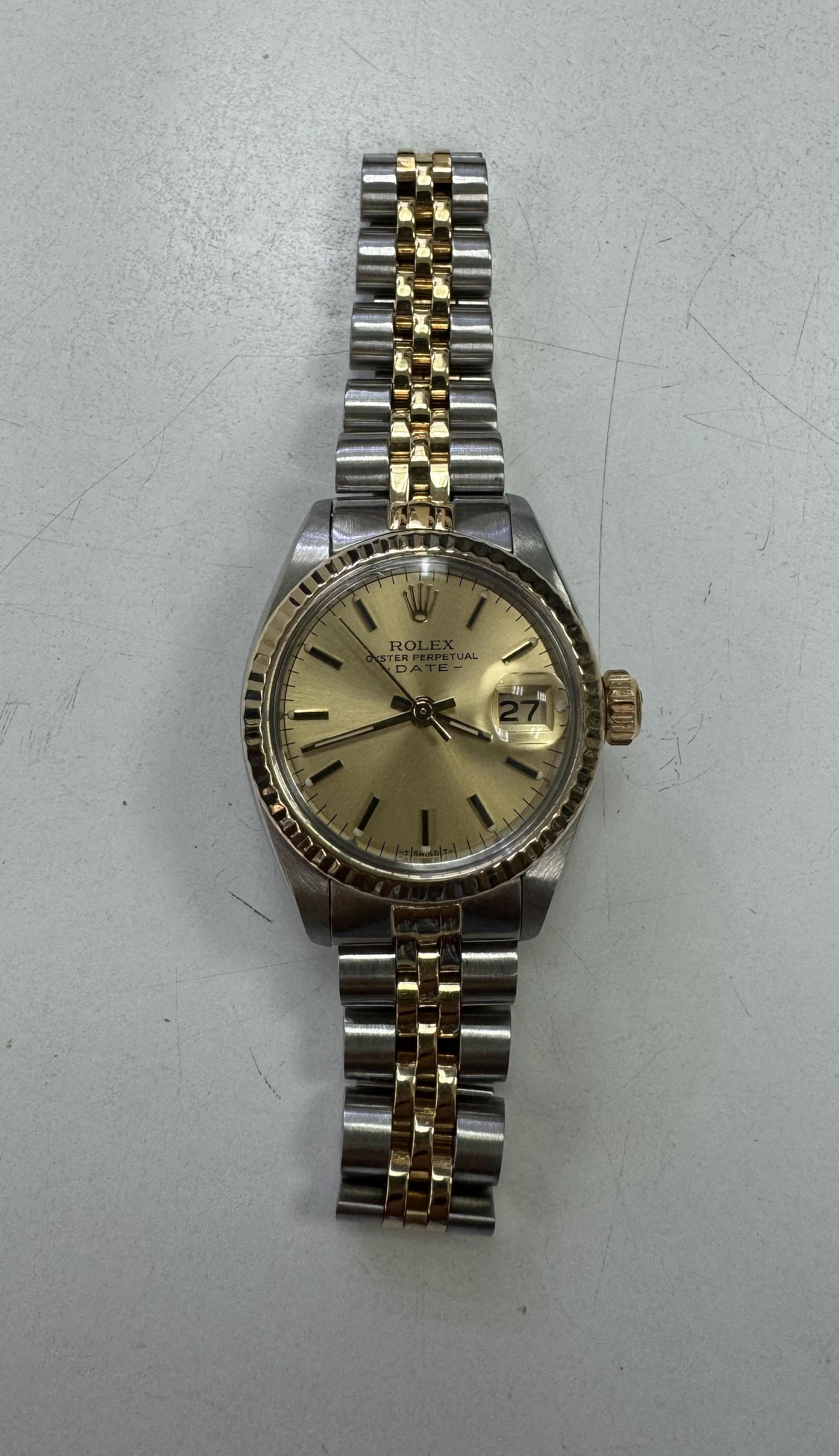 Rolex 26mm 14k Gelbgold und Edelstahl Jubiläum Perpetual Datejust im Angebot 1