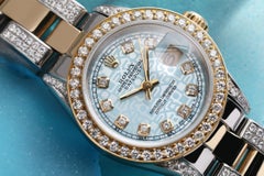 Rolex Baby Blue Jubilee Quadrante con diamanti Oro 18K + SS + Diamanti laterali + Lunetta 69173