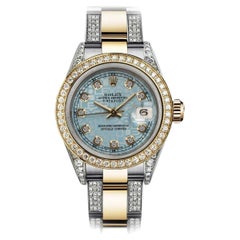 Rolex Montre Baby Blue Jubilee avec cadran en or 18 carats + SS + diamants latéraux + lunette 69173