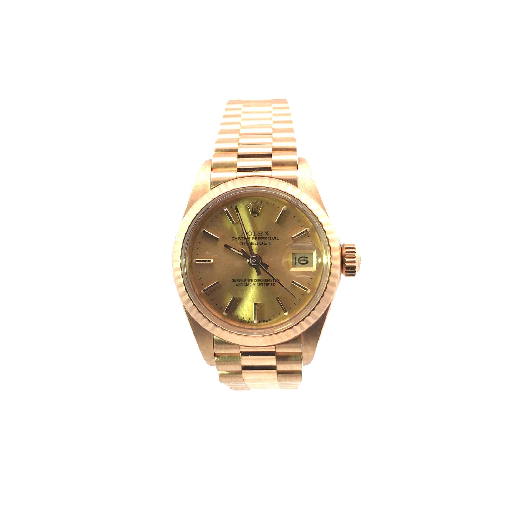 Rolex Datejust 26 millimeter 18 karat yellow gold  
The watch weighs approximately 67 grams.
Year : 1980
Model #6917
Serial #6487098

