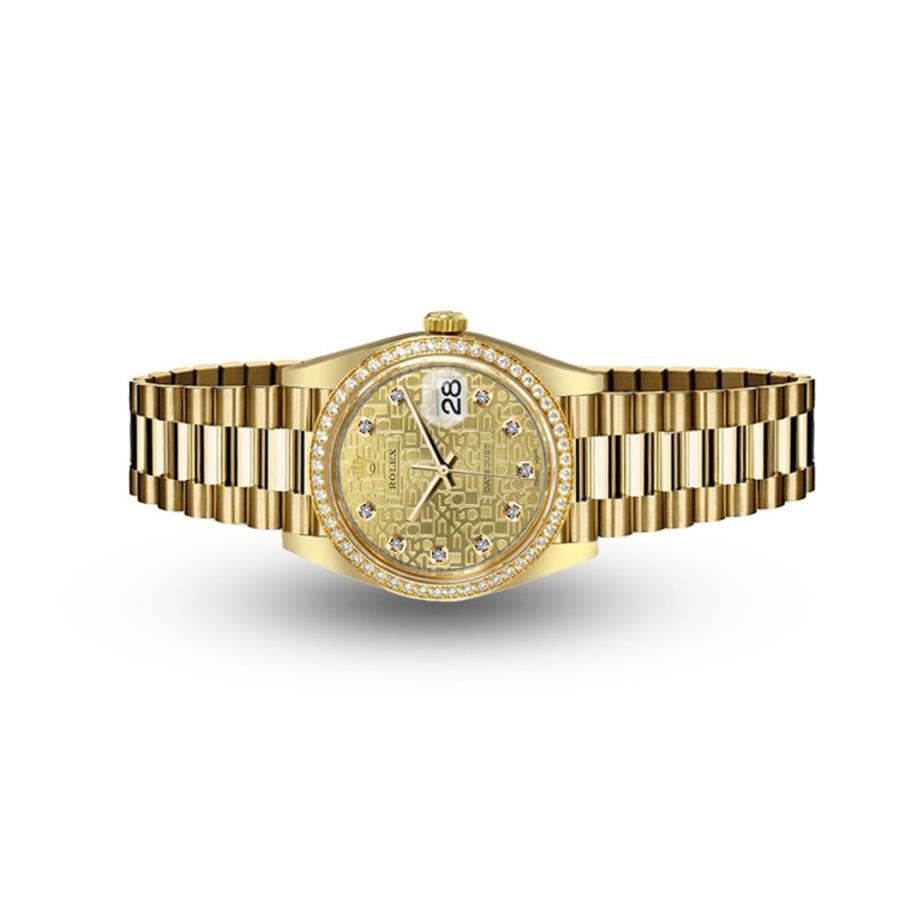 Rolex Datejust 18kt Gold Champagner Gold Jubiläums-Diamant-Zifferblatt 6917 mit Gravur Damen im Angebot