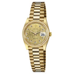 Rolex Datejust 18kt Oro Champagne Oro Giubileo Piastra incisa Quadrante di diamanti 6917