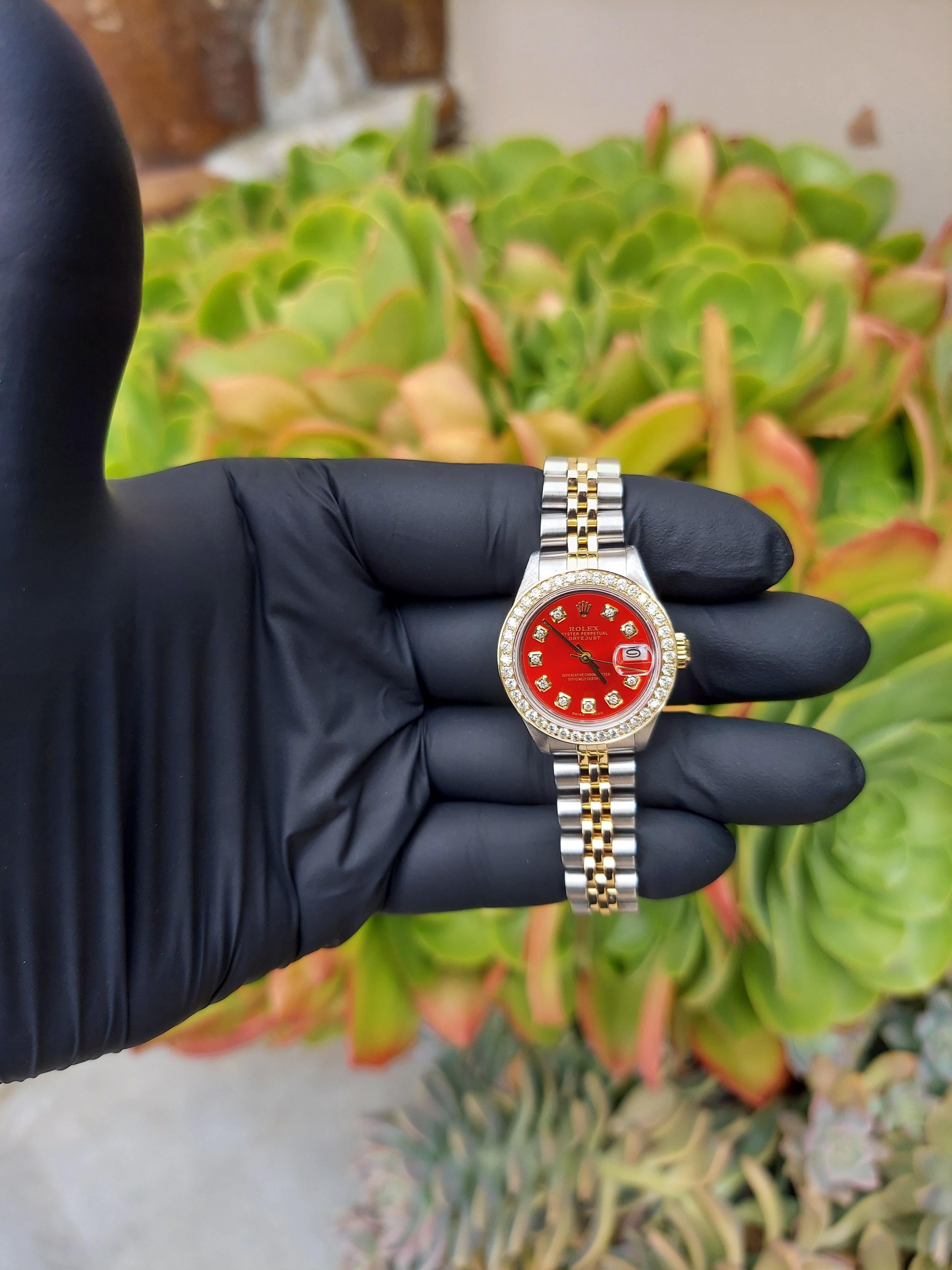 Modern Rolex Datejust 6917 Red Diamond Jubilee For Sale