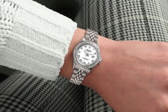 Rolex Datejust Custom Set Diamond Bezel White Roman Dial Steel Watch