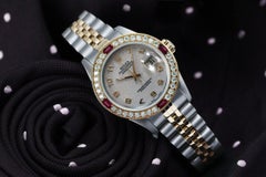 Rolex Datejust Diamond/Ruby Bezel Two Tone Watch