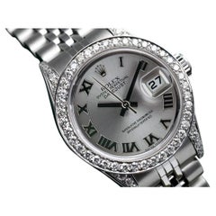 Rolex Datejust Grey Roman Dial Diamond Bezel and Lugs Jubilee Band 69174