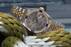 Rolex 26mm Datejust Graues römisches Zifferblatt Diamant/Sapphire-Lünette zweifarbige Uhr