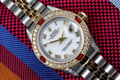 Rolex Datejust Jubilee White Roman Numeral Dia Bezel + Lugs + Rubies 69173