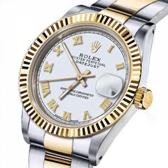 Rolex 26mm Datejust 69173 Ladies 2 Two Tone SS/YG White Roman Numeral Dial Watch