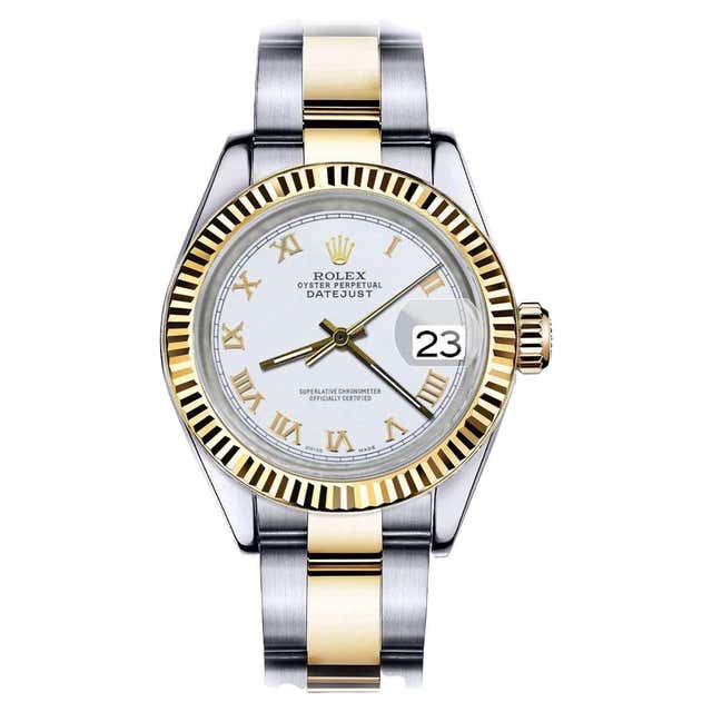 New Ladies Rolex Two Tone 26mm Oyster Datejust White Roman Dial Watch ...