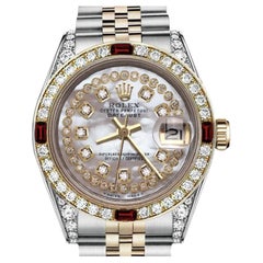 Rolex Datejust Damen 69173 Zweifarbige Jubiläums-Uhr mit Diamant-Zifferblatt, weiß