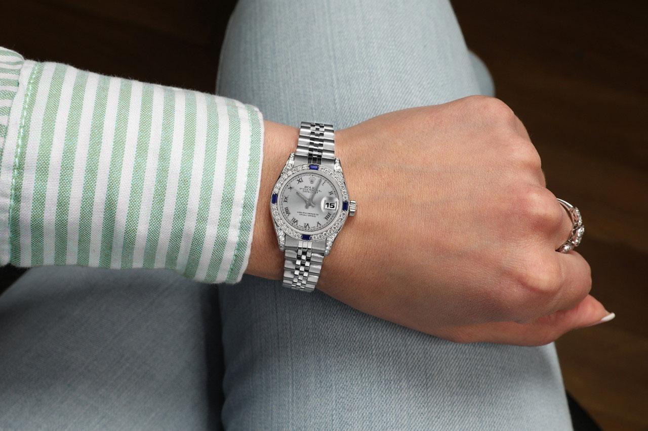 Rolex 26mm Datejust Silver Roman Dial Diamond + Sapphire Stainless Steel Watch

We take great pride in presenting this timepiece, which is in impeccable condition, having undergone professional polishing and servicing to maintain its pristine