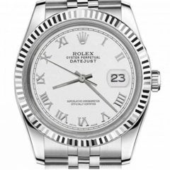Rolex 26mm Datejust Stainless Steel White Color Roman Numeral Dial Watch 69160