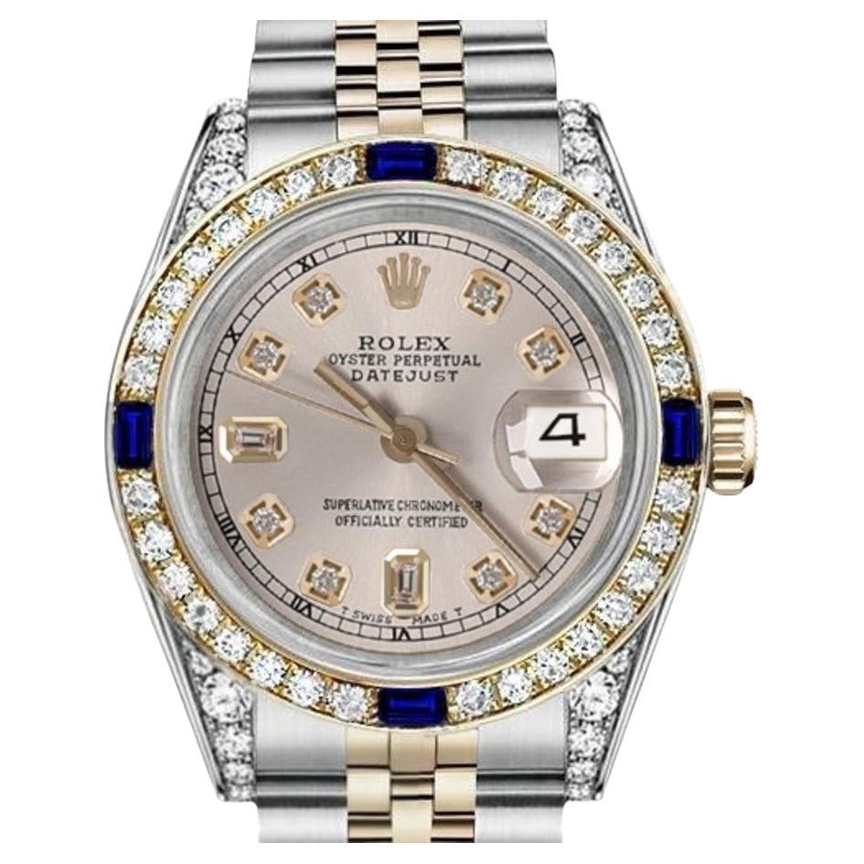 Rolex Ladies Datejust Two Tone Diamond Bezel and Lugs Salmon Dial Watch ...