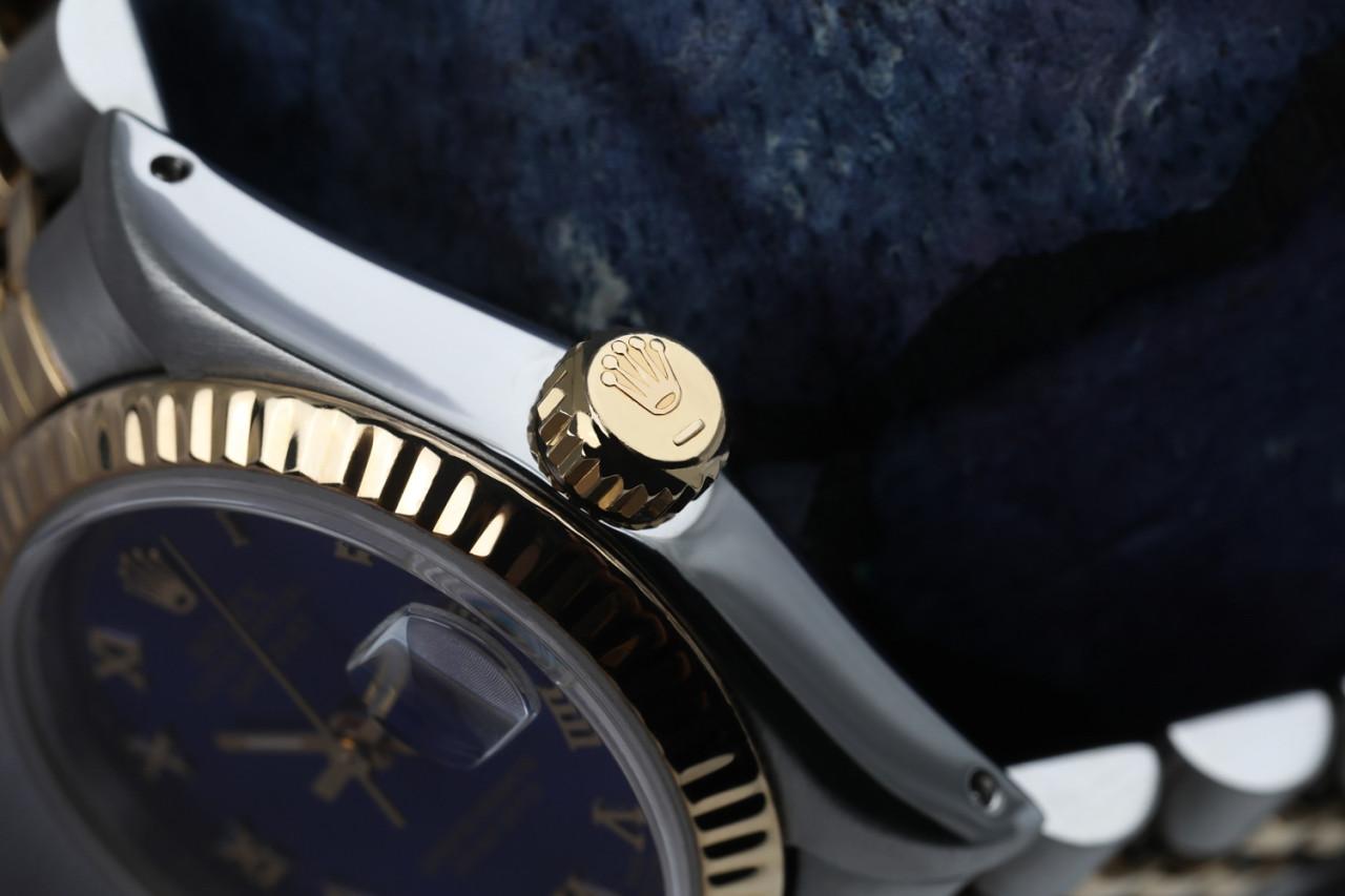 Rolex Montre Datejust 26 mm à chiffres romains bicolores, couleur bleue, 69173 en vente 1
