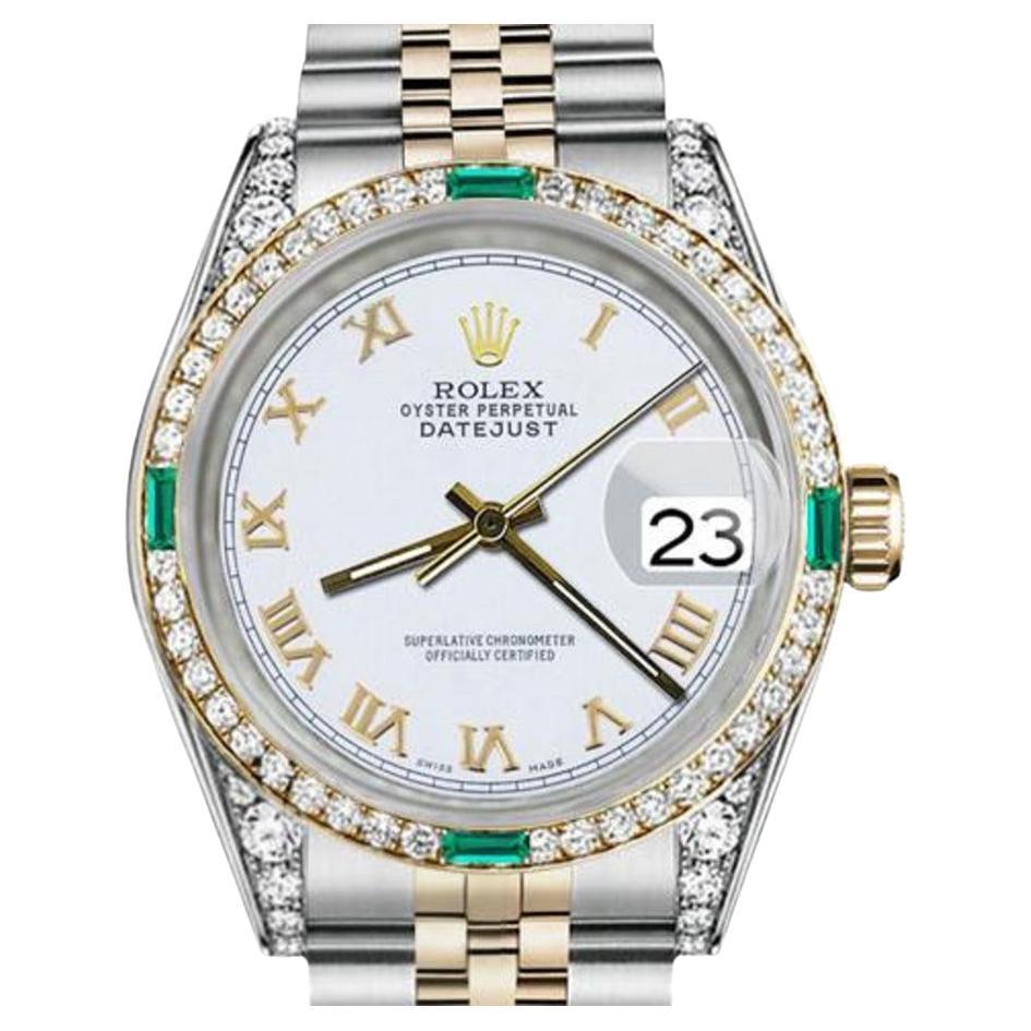 Rolex 26mm Datejust zweifarbige Jubiläums-Uhr mit weißem römischen Zifferblatt 69173 im Angebot