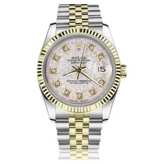 Retro Rolex 26mm Datejust 69173 Two Tone White Color Jubilee Dial with Diamonds Watch