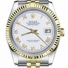 Rolex Datejust 69173 Two Tone White Roman Numeral Dial