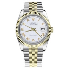 Rolex Montre Datejust 69173 à cadran à chiffres romains blancs bicolores