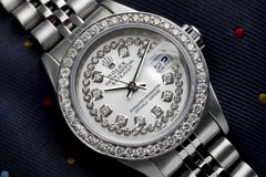 Rolex 26mm Datejust With custom Diamond Bezel Silver String Diamond Dial 69174