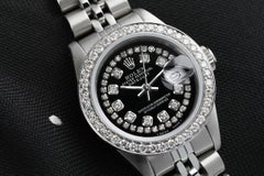 Rolex Datejust With custom Diamond bezel SS Black Color with Diamond Dial 69174