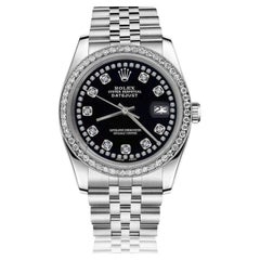 Used Rolex Datejust With custom Diamond bezel SS Black Color with Diamond Dial 69174
