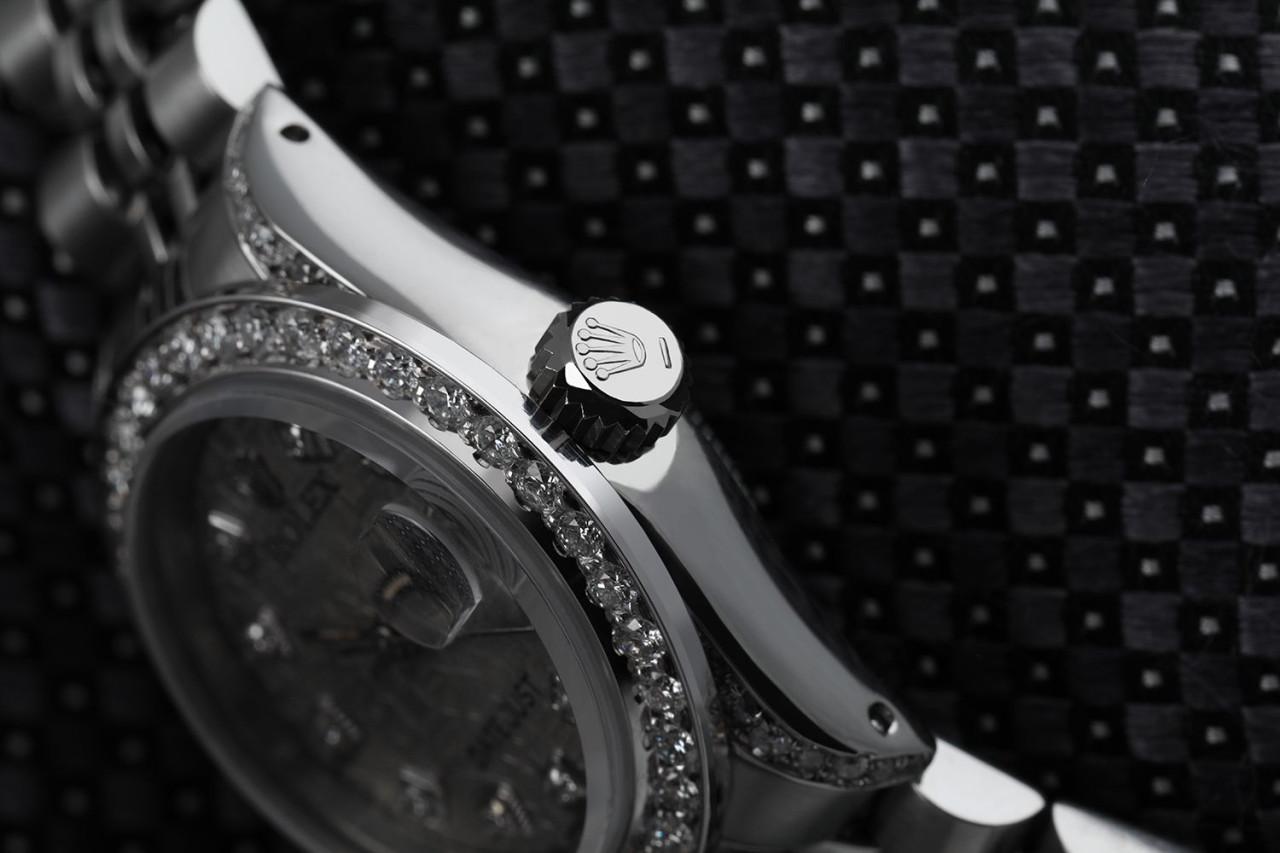 Taille ronde Rolex Datejust avec lunette en diamant personnalisée Lunette et ergots du cadran en diamant SS 69160 en vente