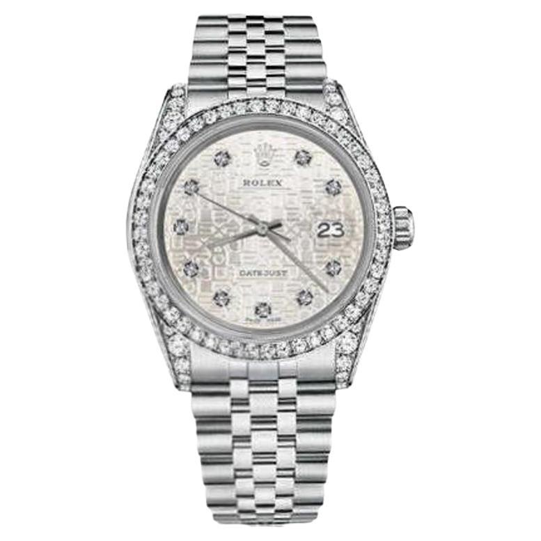 Rolex Datejust mit maßgefertigter Diamant-Lünette SS Diamant-Zifferblatt-Lünette und Gepäckstücke 69160