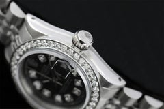 Rolex Montre Datejust avec lunette en diamant et cadran de couleur noire Jubilee SS 69173