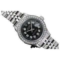 Rolex Montre Datejust avec lunette en diamant et cadran de couleur noire Jubilee SS 69173