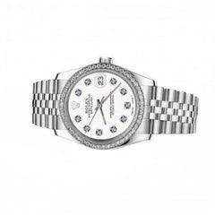 Rolex Datejust 69173 with Custom Diamond Bezel SS White Color Dial with Diamonds