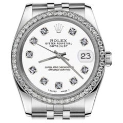 Used Rolex Datejust 69173 with Custom Diamond Bezel SS White Color Dial with Diamonds