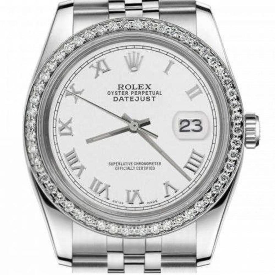 Rolex 26mm Datejust With custom Diamond bezel SS White Color Roman Numeral Dial Deployment buckle 69173
