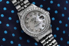 Rolex Datejust With custom Diamond bezel White MOP Diamond Dial 69173
