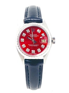 Rolex Ladies 6516 Datejust Red Diamond on Leather