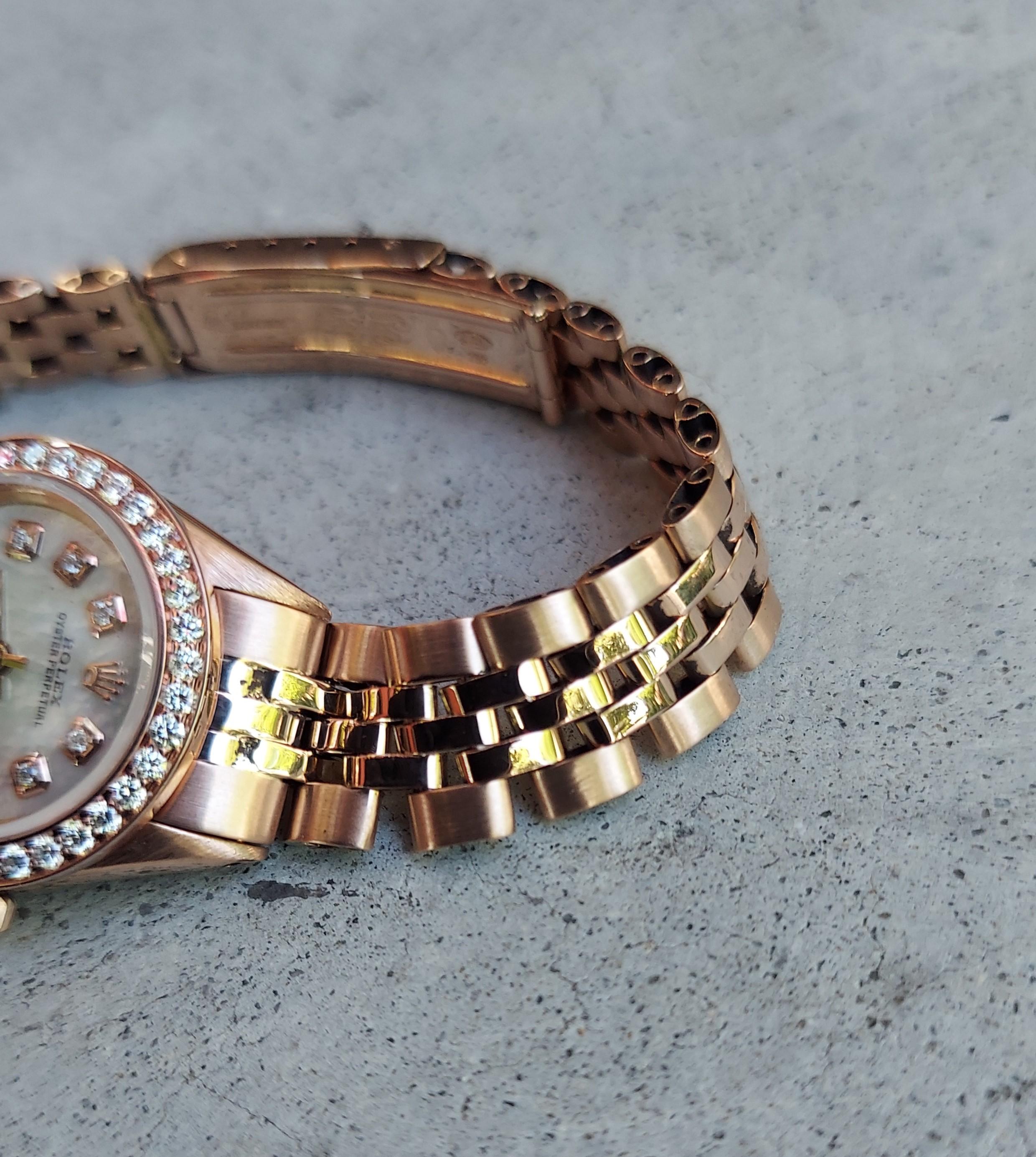 Rolex 26mm Damen 6619 Rose Gold Diamant Uhr  (Moderne) im Angebot