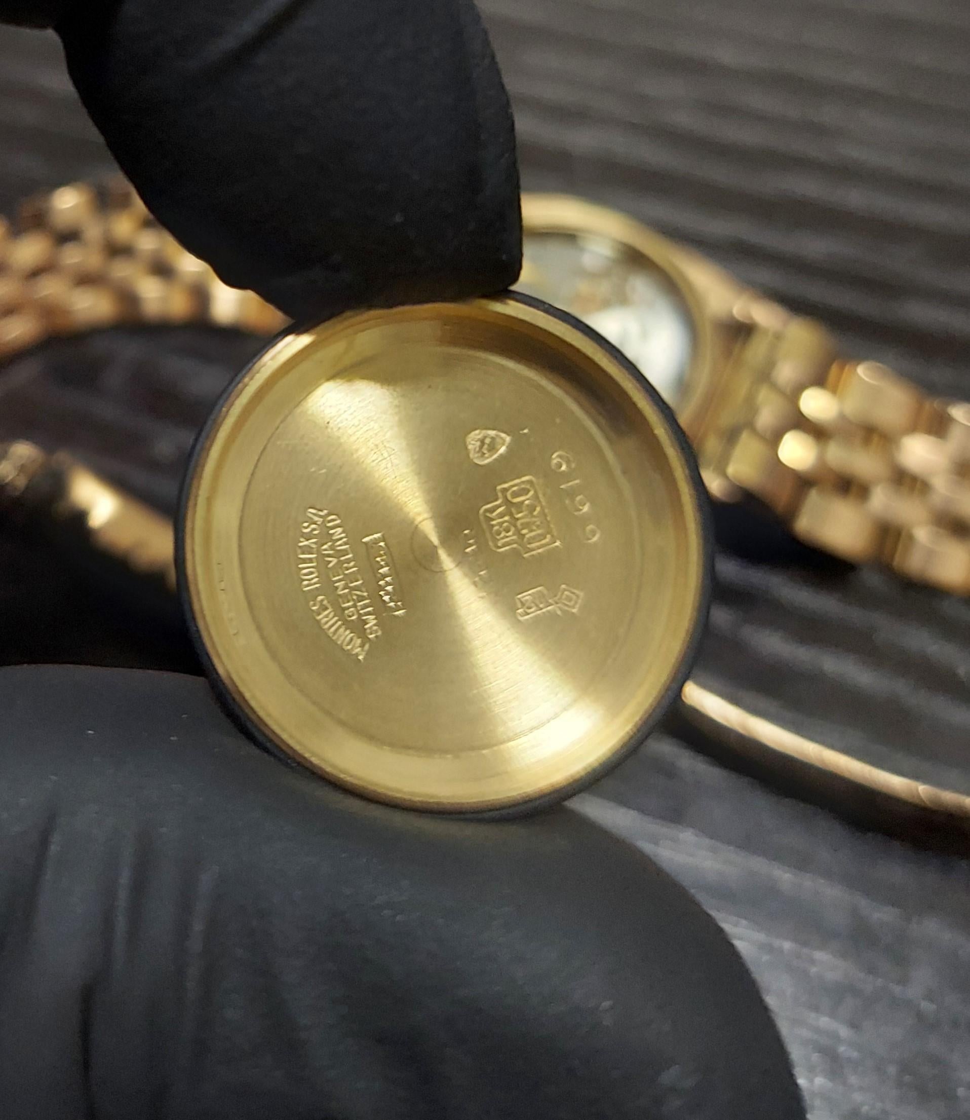 Round Cut Rolex 26mm Ladies 6619 Rose Gold Diamond watch  For Sale