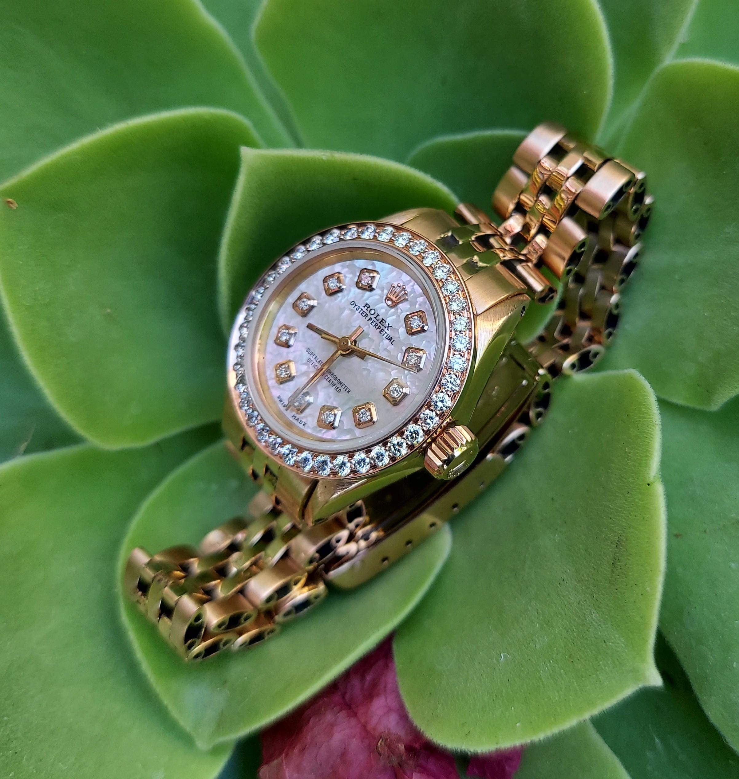 Rolex 26mm Ladies 6619 Rose Gold Diamond watch  In Good Condition For Sale In San Fernando, CA