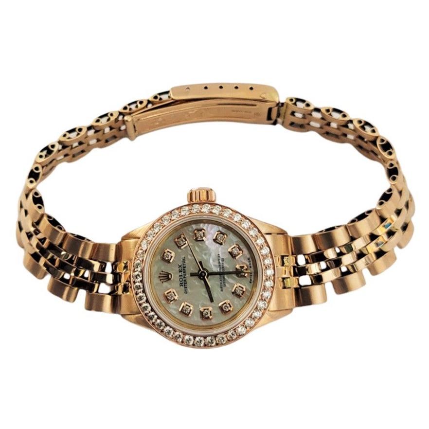 Rolex 26mm Ladies 6619 Rose Gold Diamond watch  For Sale