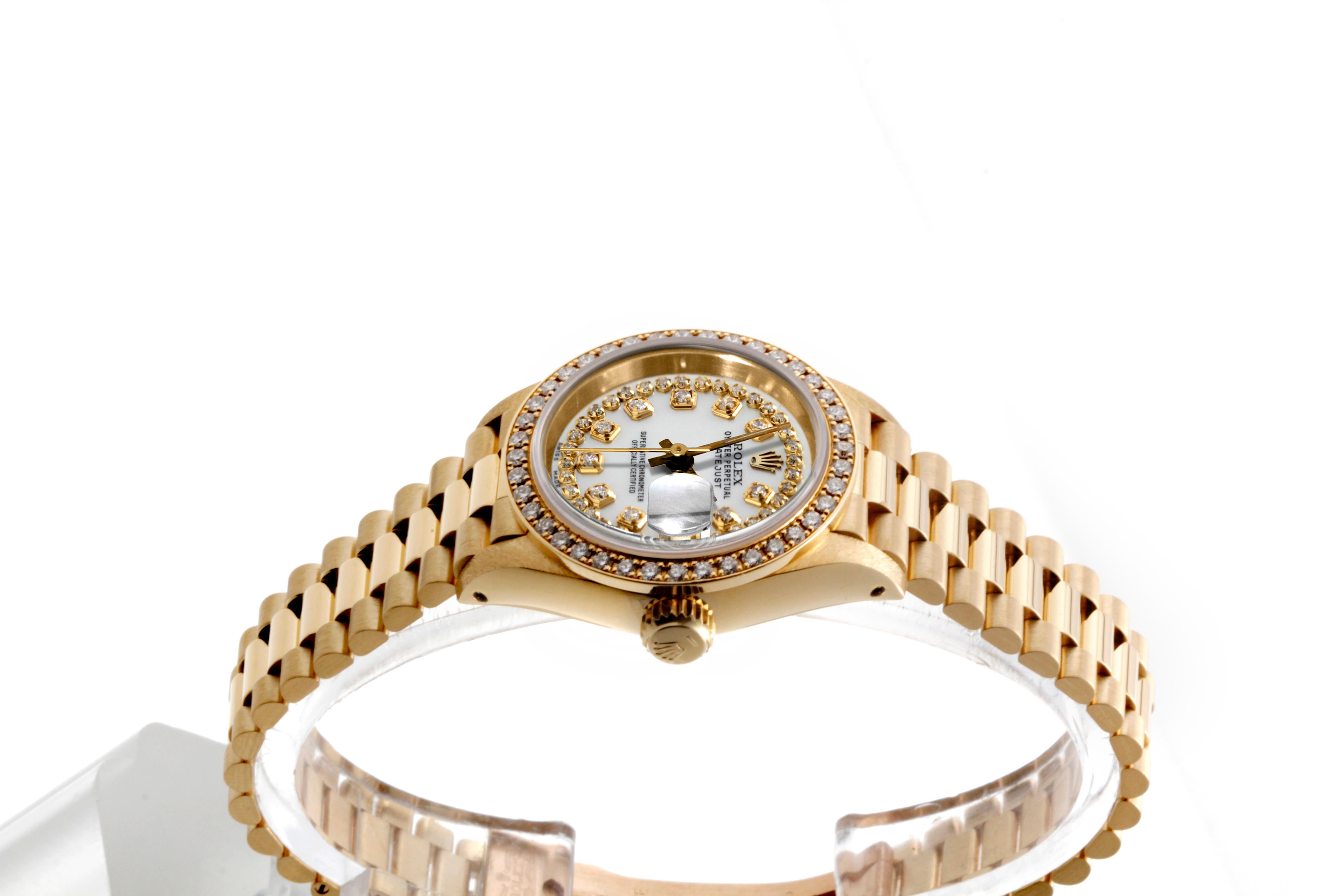 Moderne Rolex 26mm Ladies 69178 Datejust presidential String Diamond  en vente