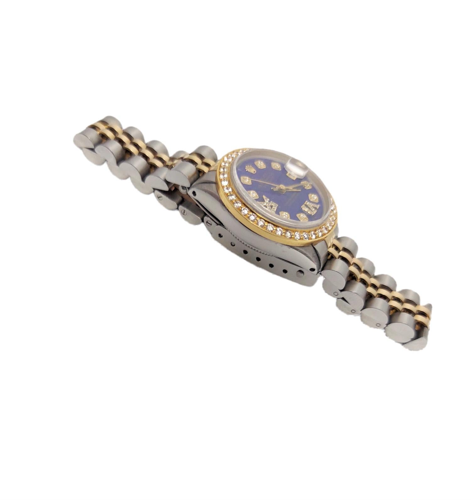 Rolex Damen Datejust 6517 Lapislazuli Diamant Jubiläum Roman (Rundschliff) im Angebot